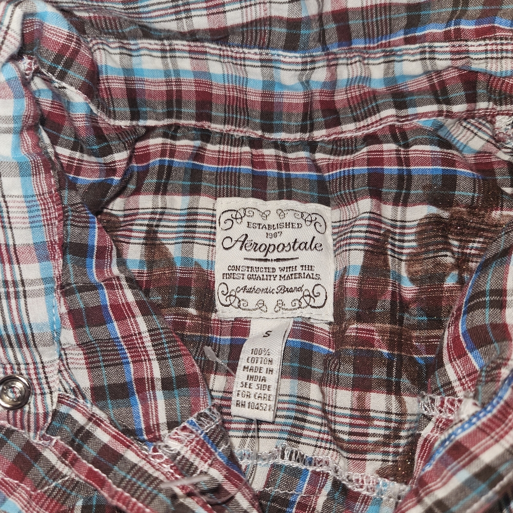 Aeropostale Women's Plaid Blouse - Red and Blue